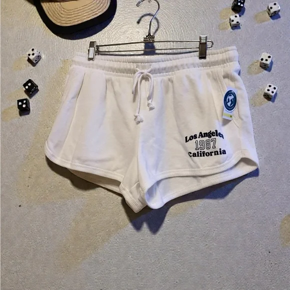 Aeropostale Dolphin Shorts White Athletic Shorts with Blue Print - Picture 4 of 7